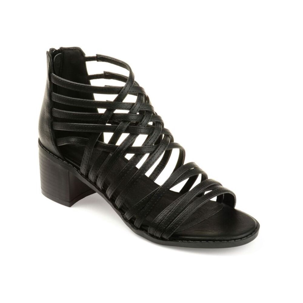 JOURNEE COLLECTION Womens Black Straps Diya Heeled Gladiator Sandal 6 M